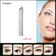 Акция Иглы для татуировки White12 коническая плоская Перманентная макияж ручные иглы Лезвия ручка Лезвие Microblading татуировки бровей 3d