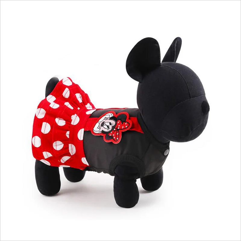 New Fashion Pet Dress Color Cute Mickey Mouse Dog Dress Yorkshire Poodle Spring Summer Costumes Blue Dots Party Dog Suppliers (3)