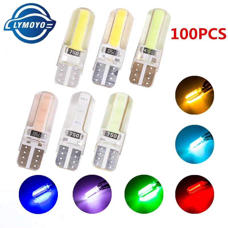 

wholesale 100pcs/lot T10 W5W COB 194 168 1W canbus silicone shell LED Light Car Side Wedge Lamp License Plate Light Bulb 12V