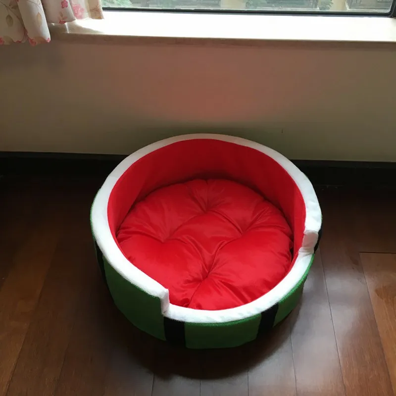 Cute Kennel House Warm Watermelon Modeling Dog Bed Mat Sofa Pet Cat Bed for Dogs Fruit Bed S M L