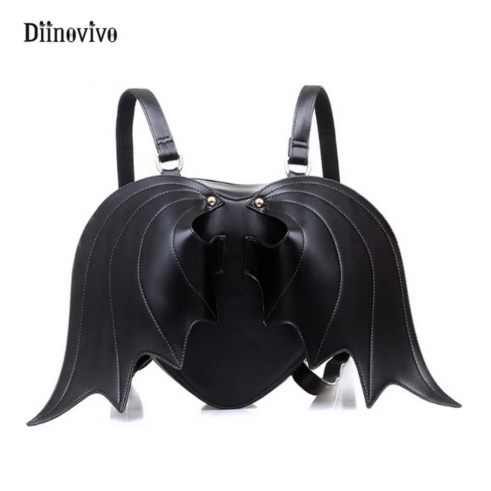 DIINOVIVO New Fashion Punk Style School Bag Women Bat Wing Lace