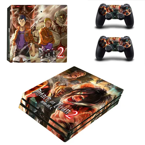 Anime Attack On Titan 2 PS4 Pro Skin Sticker Decal For Sony PS4 PlayStation 4 Console and 2 Controllers PS4 Pro Skins Stickers 