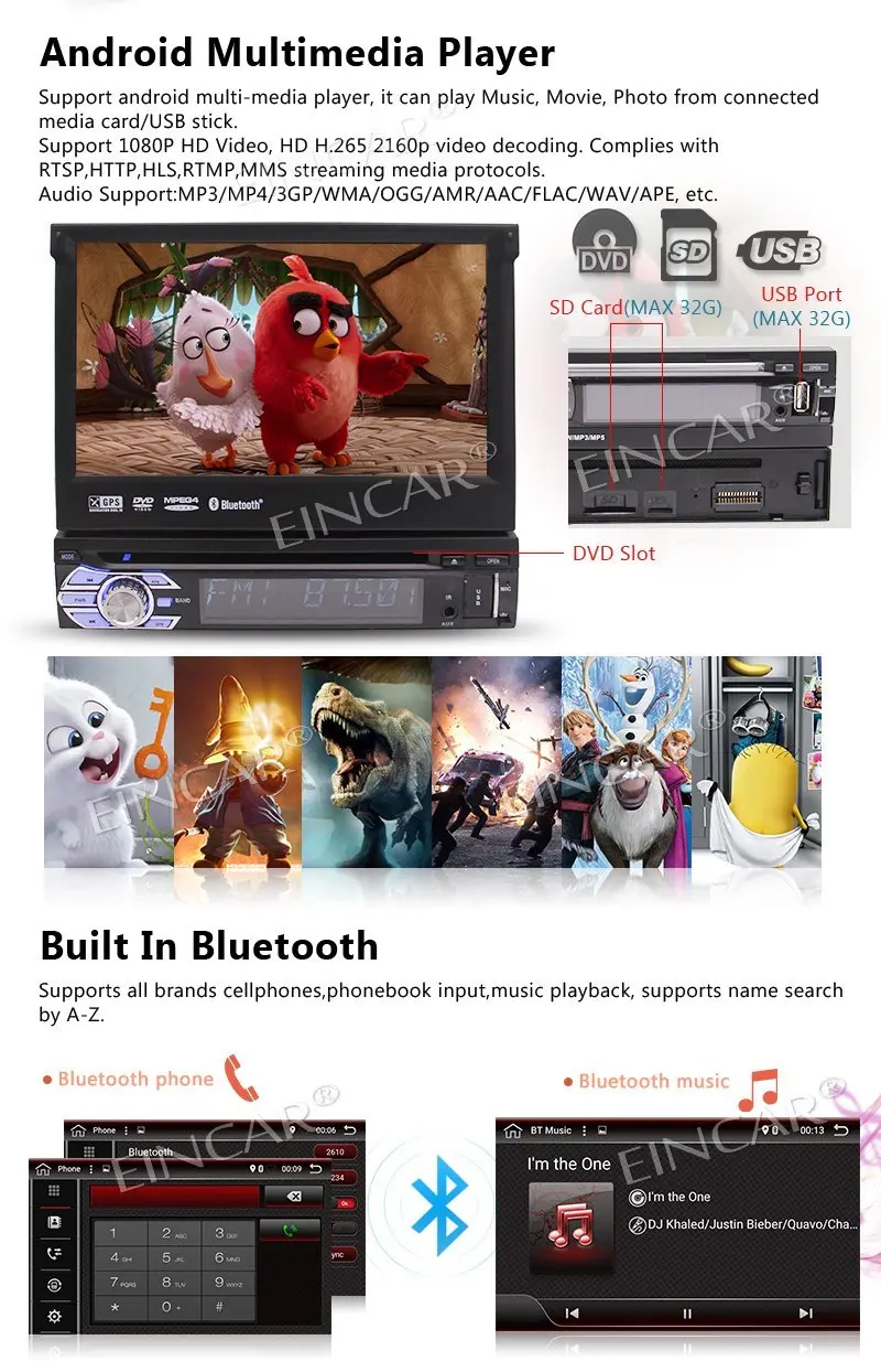 Cheap EinCar Android 6.0 Car DVD Player with Motorized Touch Screen in Dash GPS Navigation Car Stereo System Automotive Audio Video 4