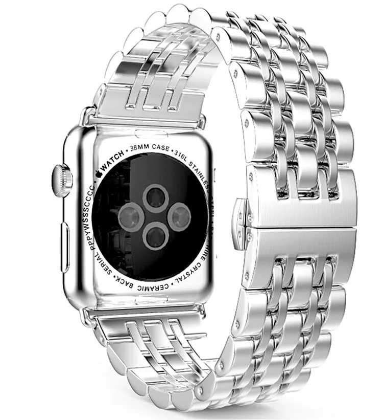 Металлический браслет из нержавеющей стали с 7 точками для часов Apple Watch Iwatch ремешок черный серебристый бабочка из розового золота застежка браслет
