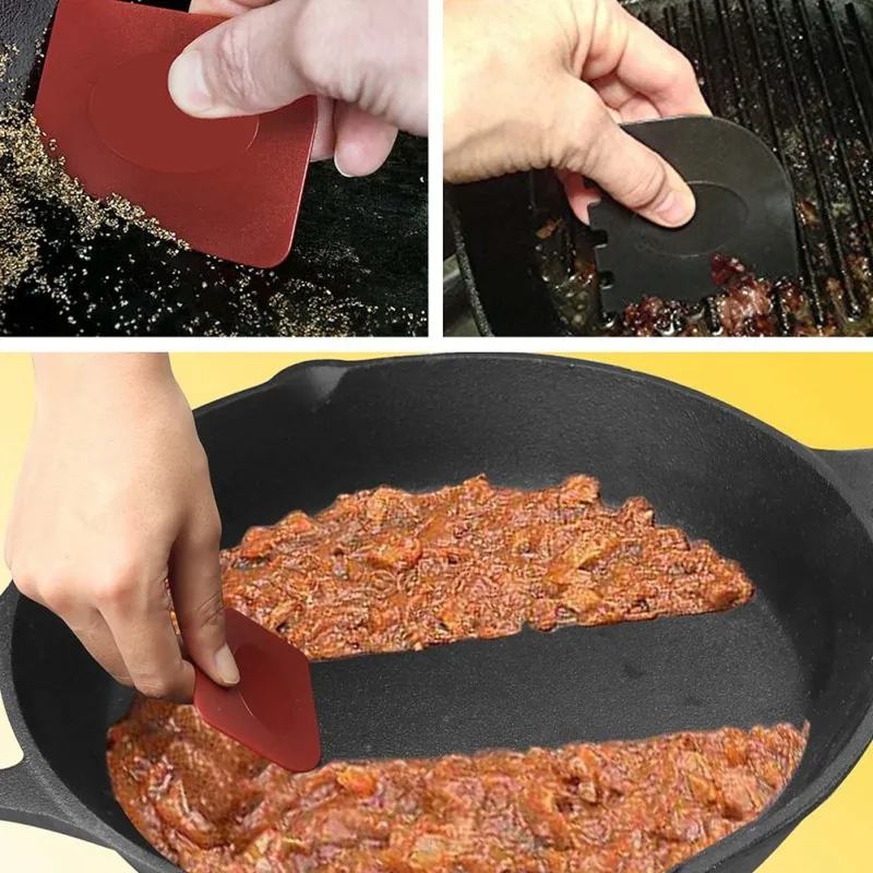 7PCS High Temperature Resistant Insulation Sleeve Silicone Pot Handle Scraper Grill Trivets Scraper Pot Mat Kitchen Gadget Sets