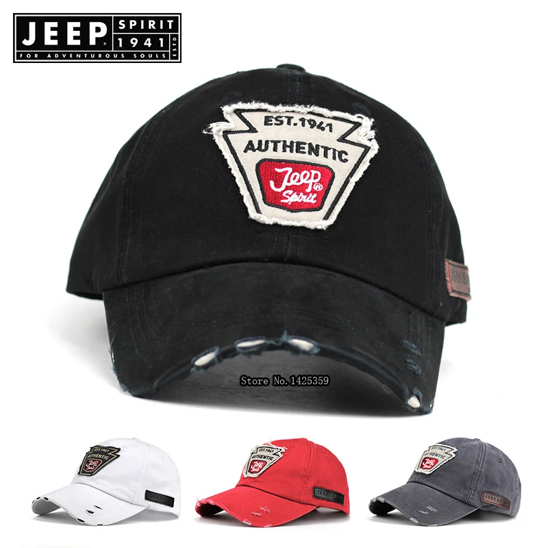 

JEEP SPIRIT Mens Caps And Hats Casual Cotton Letter Snapback Cap Vintage Hole Unisex Caps Baseball Cap casquette homme