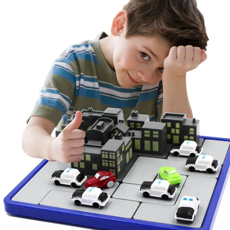 Детский полицейский и вор игра игрушка/Дети 60 Проходная игра-головоломка с 7 машинами и 4 зданиями обучающая игрушка подарок