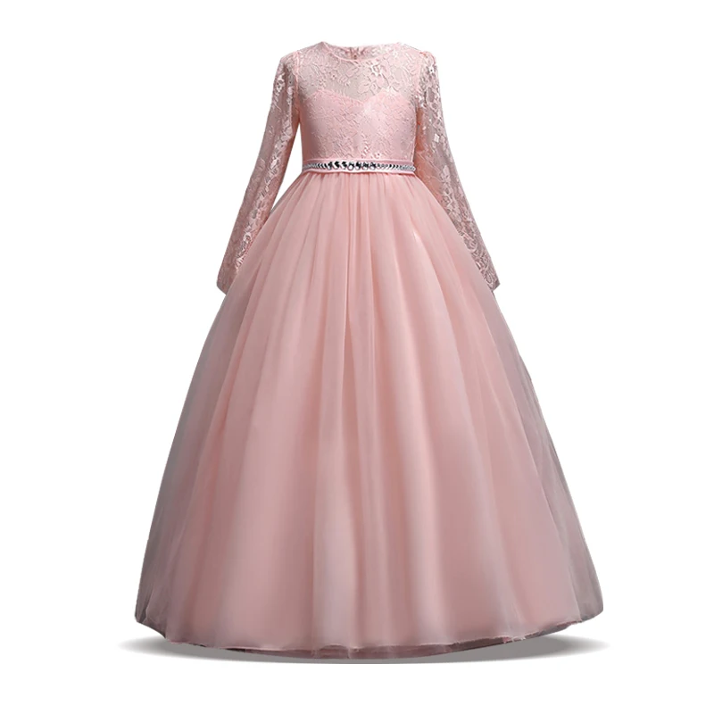 Праздничное платье для девочек летнее свадебное платье элегантные Детские платья для девочек кружевное платье принцессы для подростков 6, 14, 10, 12 лет - Цвет: Pink