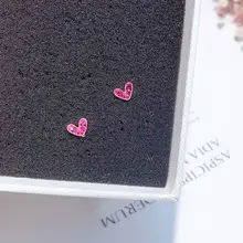 Mengjiqiao brinco clássico de coração, nova de 2018, coreana, amor, curto, brincos femininos, elegantes, simples, strass, delicado