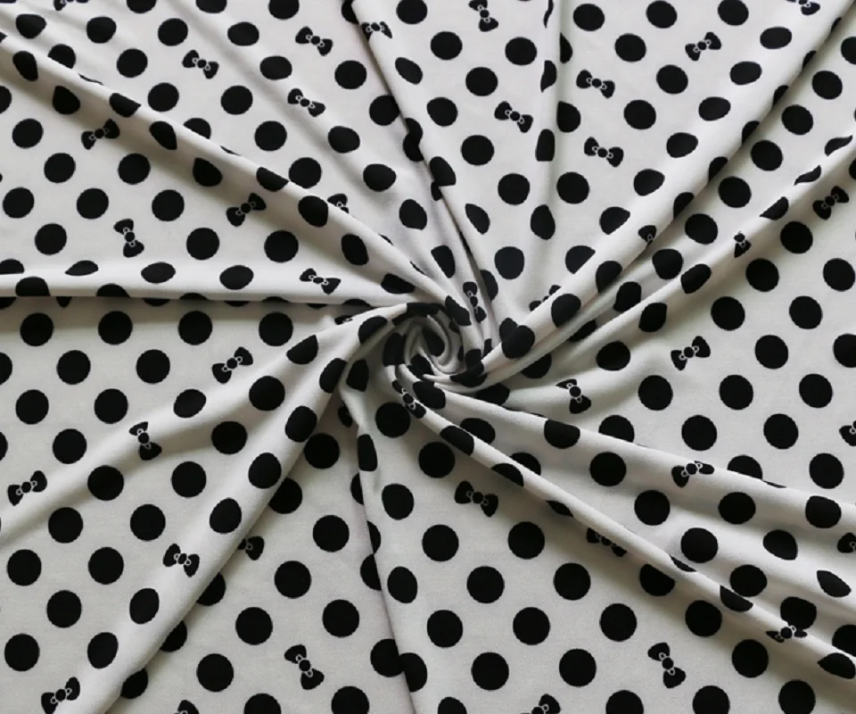 

50cm *150cm Korea Soft Black White Polka Dot Fabric Polyester Spandex Knit Material