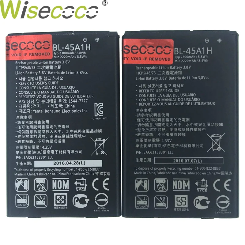 WISECOCO Высокое качество Новинка 2300 мА/ч, BL-45A1H Батарея для LG F670L F670K F670S F670 K420N K10 LTE Q10 K420 45A1H мобильного телефона