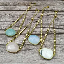 YA3911 Амазонит опал Роза кварцевый камень Золотая цепь теннис регулируемый браслет