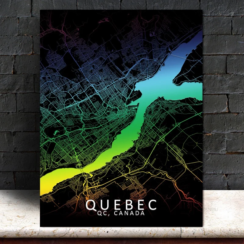 

Quebec Colorful City Map Poster Canvas Printings Home Decor No Frame
