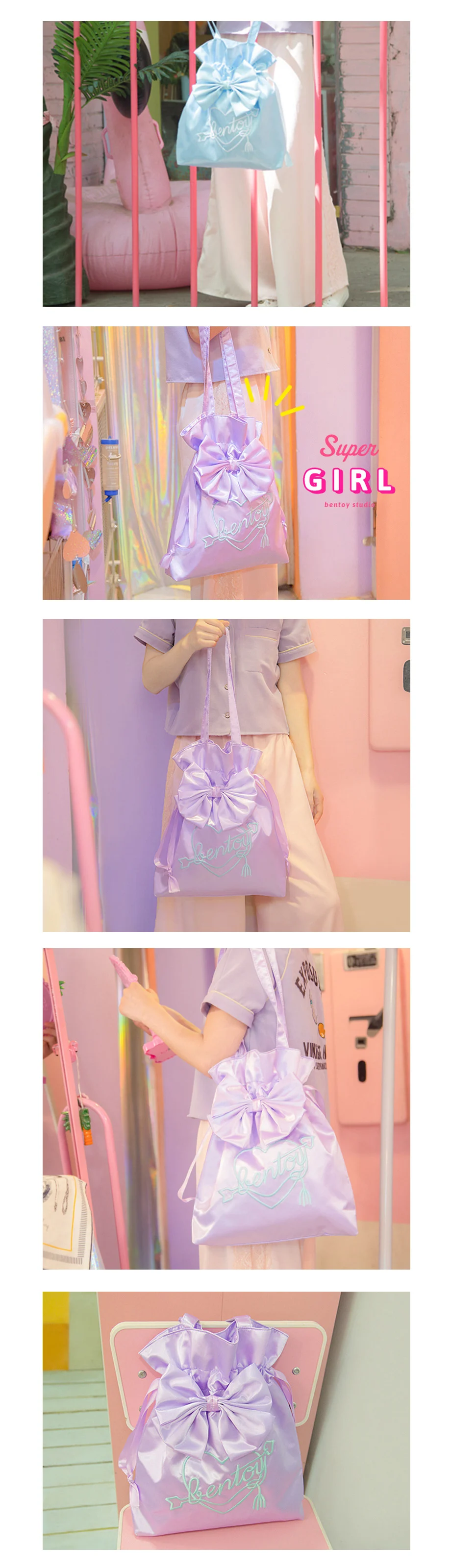 Bentoy Женская милая сумка на плечо с бантом, женская сумка-тоут, Harajuku, сумка для покупок с буквами, клатч, сумочка, Feminina Blosa