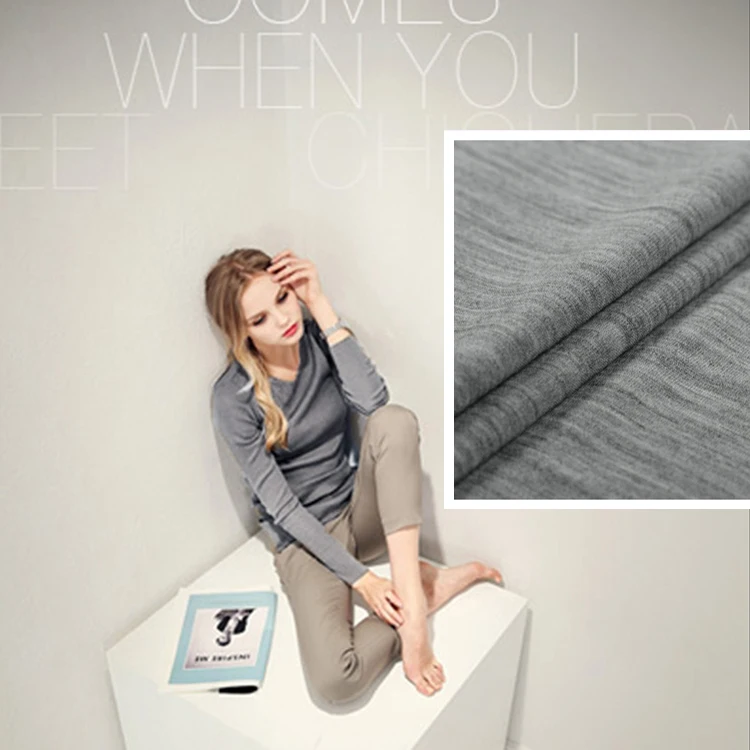 

Skincare thin skin worsted elastic knitted pure silk wool sweater fabric imported fabric grey
