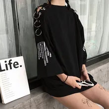 Женские весенне-летние корейские шикарные Ретро Модные свободные футболки с кольцевым принтом, Студенческая женская одежда Harajuku, футболки для женщин