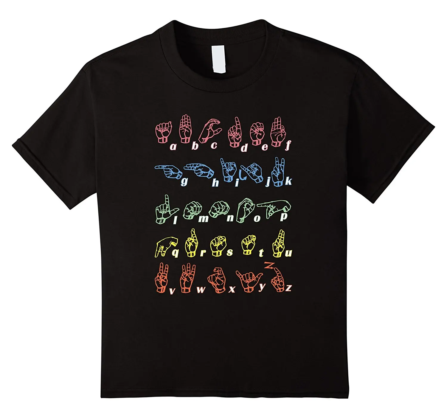 

2019 New Summer Cool Tee shirt Sign Language T-Shirt ASL Teacher Hand Alphabet Learning Tee Cotton T-shirt