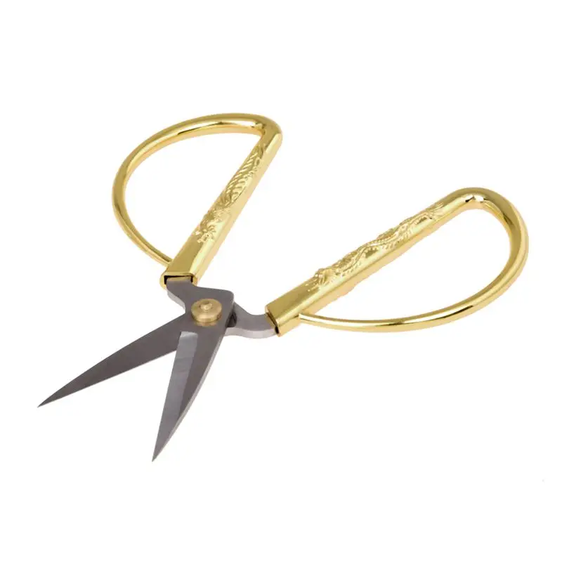 Резные золотые тон Дракон металлические ручки ножницы для бонсай