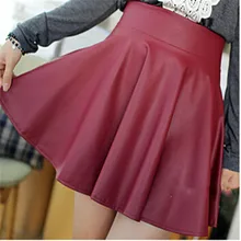 Новинка 1 шт. летняя плюс размер высокая талия искусственная кожа Скейтер Расклешенная Юбка saia мини юбка Мини Твердые женские юбки