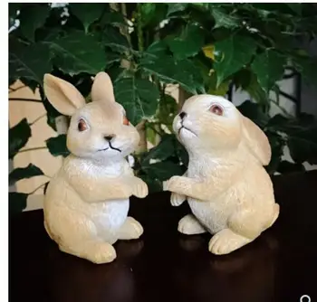 

A pair Cute little rabbit decoration resin crafts simulation rabbit pool rockery birthday gift accessories Factory direct sale