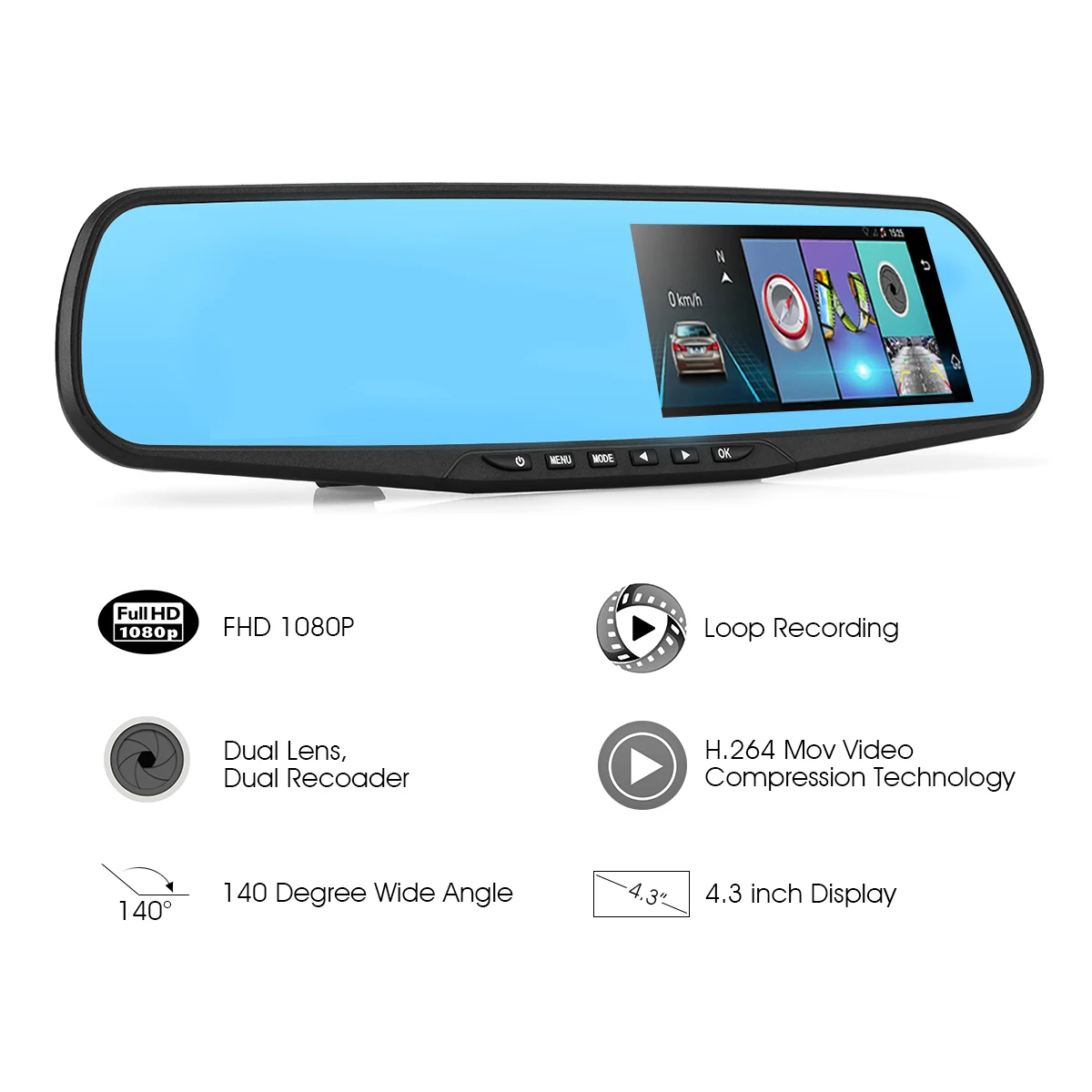 DAZA G 826 4 3 дюймов автомобиль тире Камера DVR Двойной объектив Ночное Видение Сенсор