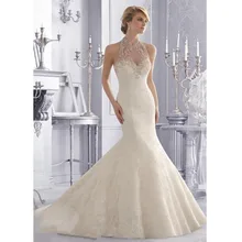 Custom Made Vestido De Novia Ivory/White Satin Applique Beading Buttons Lace Mermaid Wedding Dress Bridal Dresses