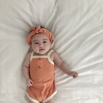 

Neonatal Summer Baby Bodysuits Sling Jumper Vest Thin Cotton Triangle Crawler Jacket Baby Girl Clothes