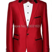 Модель года; стиль One Button Жених Смокинги для женихов красный Best Man Пик нагрудные дружки Для мужчин Нарядные Костюмы для свадьбы жених(куртка+ Брюки для девочек+ бант галстук