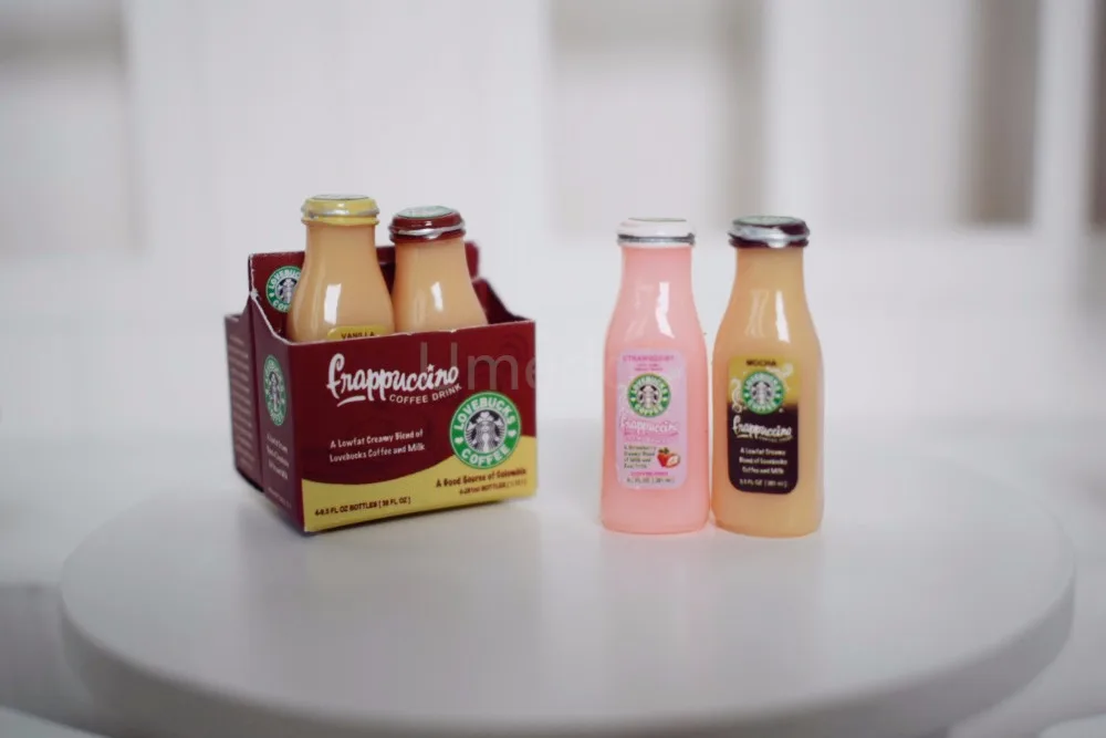 Милые мини 4 бутылки с кофейными напитками Frappuccino, 1/6, Миниатюрная игрушка для кукольного домика, игрушка для пуллипа Blyth Doll