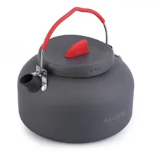 ALOCS 1.4L 1 Person Outdoor Cookware Aluminum Kettle Outdoor Camping Picnic Pot with Stainless Tea filter Ball In Bag CW-K03 alocs 7pcs outdoor picnic camping cookware for 3 4person mixed flying pan kettle pot skillet flambe cloth cooking set cw c06s