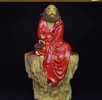 

17''chinese ceramic pottery Painting handcraft carved buddha monk Bodhidharma