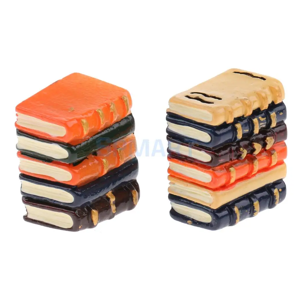 1/12 Scale Resin Books Dollhouse Miniature Bookshelf Decoration Accessories