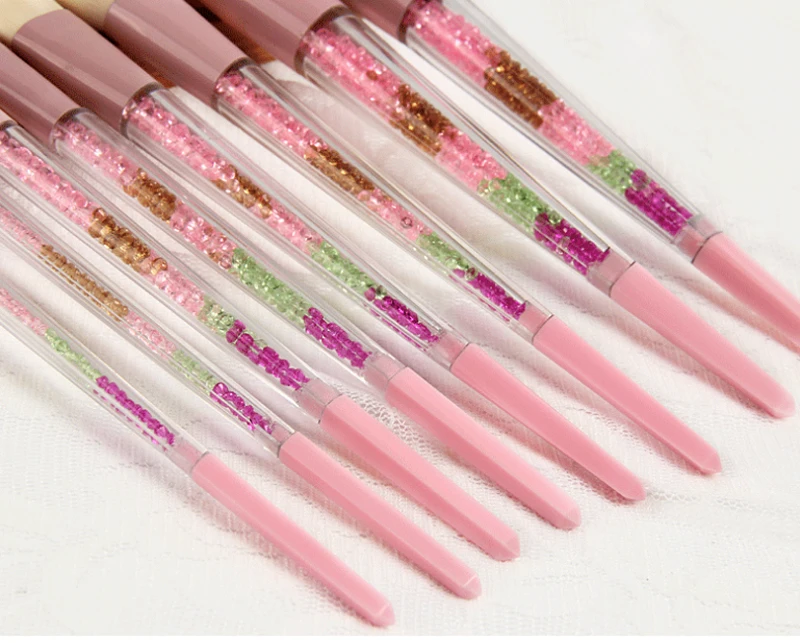 New 8pcs Beauty Makeup Brushes Diamond Crystal Set Professional Eyeliner Eyebrow Eyeshadow Brush Set Makeup Bag Tool Kits Hzs12 (18)