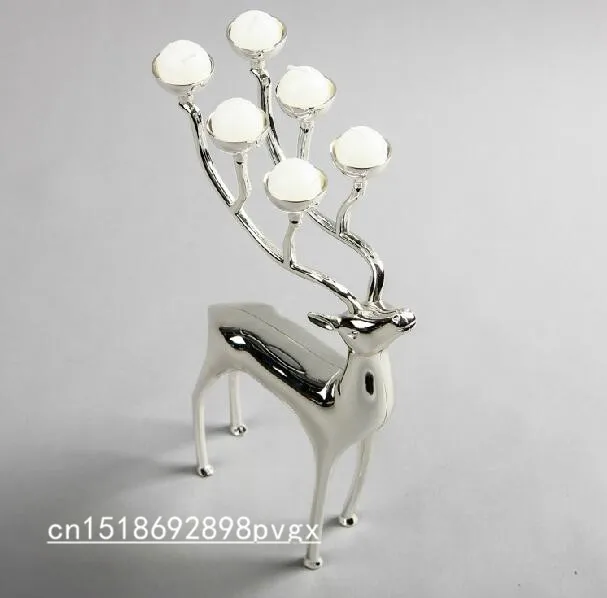 Креативный посеребренный металлический подсвечник в форме оленя, подсвечник, 6 подсвечников с 18 свечами