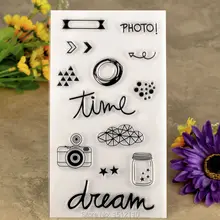 Скрапбук DIY фото карты аккаунт резиновая печать штамп время прозрачный готовая голова 11x20 см KW604146