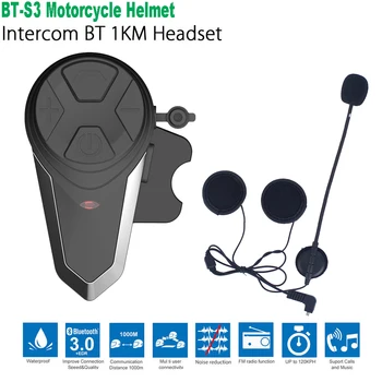 

BT-S3 Pro Motorcycle Helmet Intercom Motorbike Wireless Bluetooth Headset Waterproof BT Intercomunicador Interphone with FM