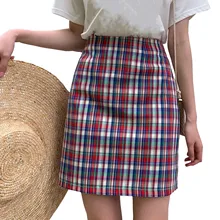 Летние Новые корейские женские элегантные повседневные радужные клетчатые юбки офисные женские эластичные юбки