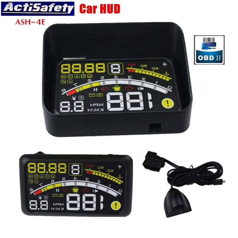 

ActiSafety 4E OBDII Cars Head Up Display Film 5.5" Screen HUD Head-Up Display Windshield Projector OBD2 Cable Car Hud+Bracket