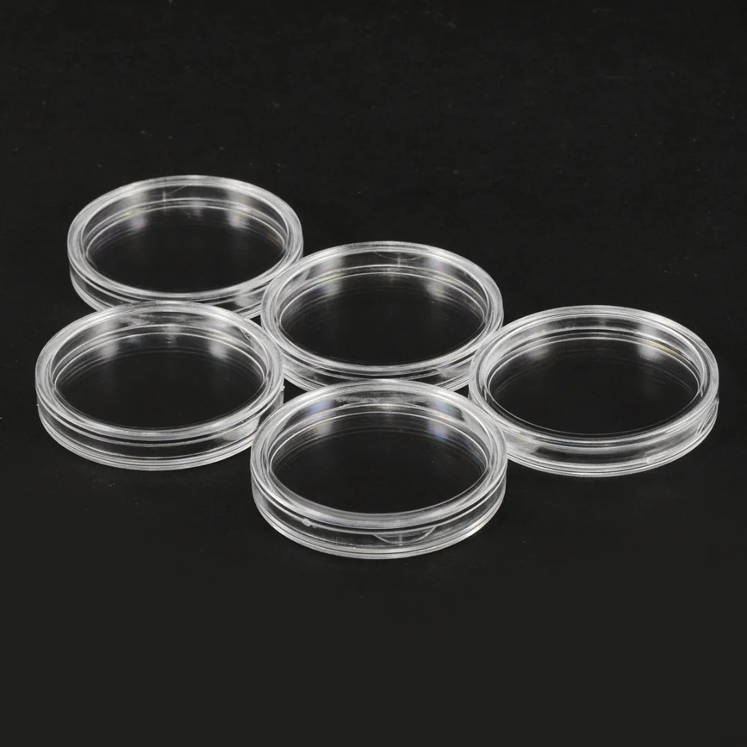 New Coin Collection Storage Box Case Holder Clear Display Album + 27mm/30mm 100pcs Capsule Case Transparent Round Storage Box