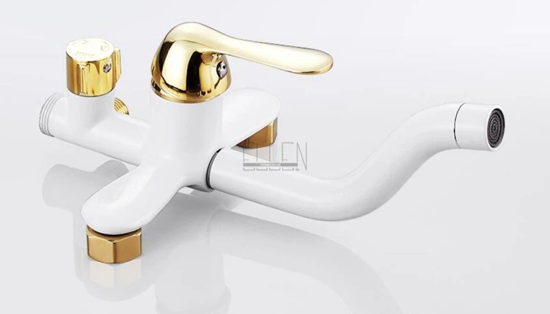 Ванная комната дождевой Душ Набор белый и золотой готовой роскошный настенный белый золотой душевой набор для ванной душевой кран медный ELS2001