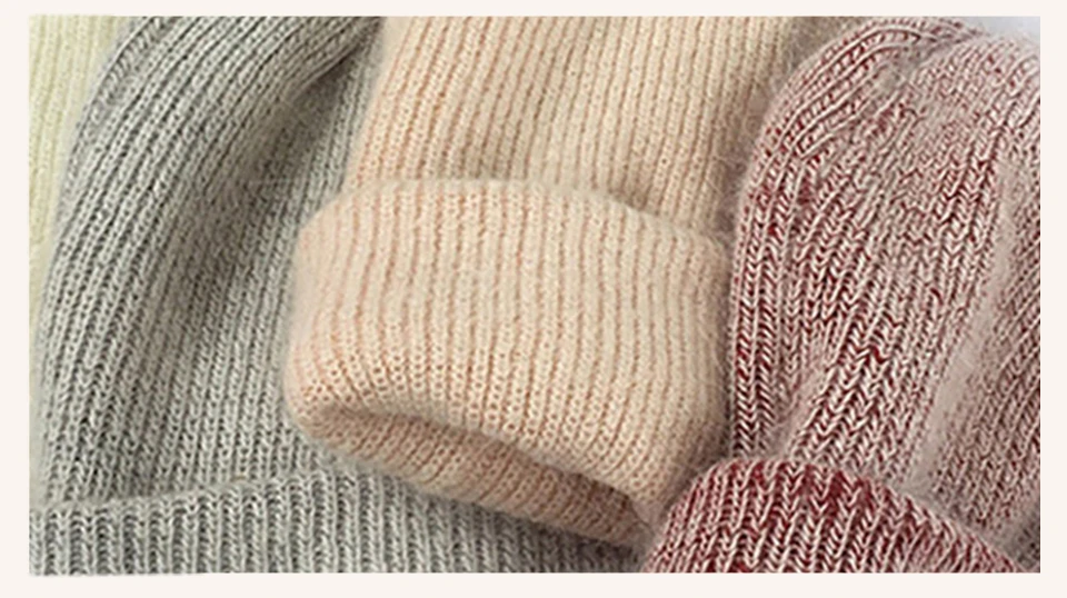 Geebro/Модная осенне-зимняя шапка с кроличьим мехом; теплые шапочки; повседневные женские однотонные шапки с кроликом для взрослых