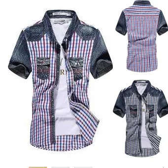 half plaid half denim shirt