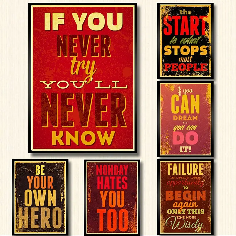 

Inspirational Quotes kraft paper print Retro poster Home decoration vintage Poster wall art Painting vintage poster Wall sticker