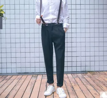 

Autumn new style Men's casual pants suspender trousers suit pant trousers skinny pants male overalls with Detachable straps !