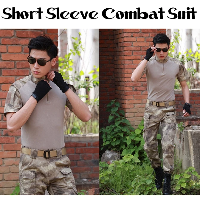 Summer Multicam Short Military Uniform Camouflage Set Men’s Army Tactical Combat Shirt Cargo Pants Paintball Hunting Set