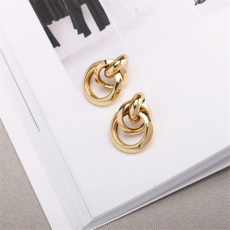 Exaggerated large gold earrings women retro metal geometric earrings hipster Vintage earrings wholesale Beautiful earrings
