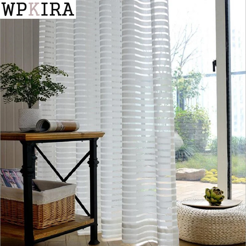 Rayas moderno ventana cortinas de tul para sala de estar blanco Voile Sheer cortinas para dormitorio niños Cortina ciega encargo 135 y 30 Rayas moderno ventana cortinas de tul para sala de estar blanco Voile Sheer cortinas para dormitorio niños Cortina ciega encargo 135 y 30