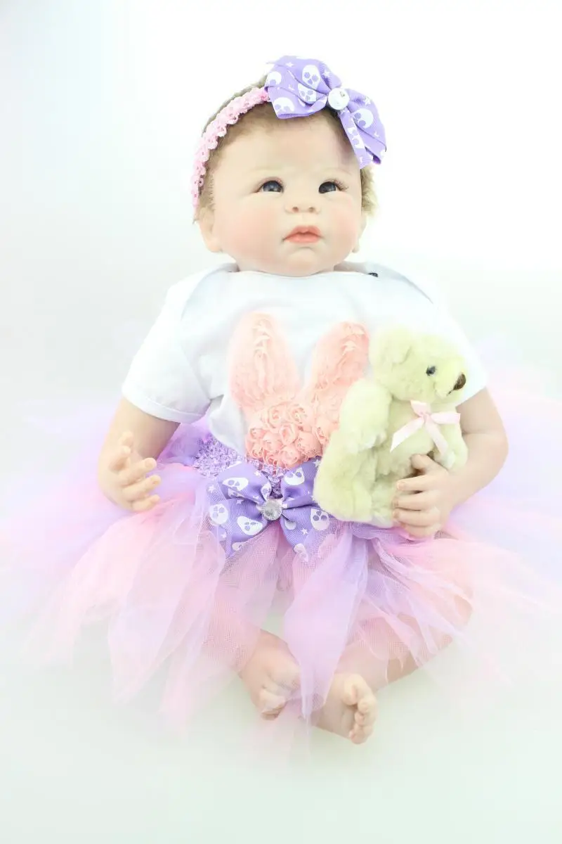 

22 inch 55cm baby-reborn doll toys silicone babies boneca baby real alive original brinquedos best children birthday gift