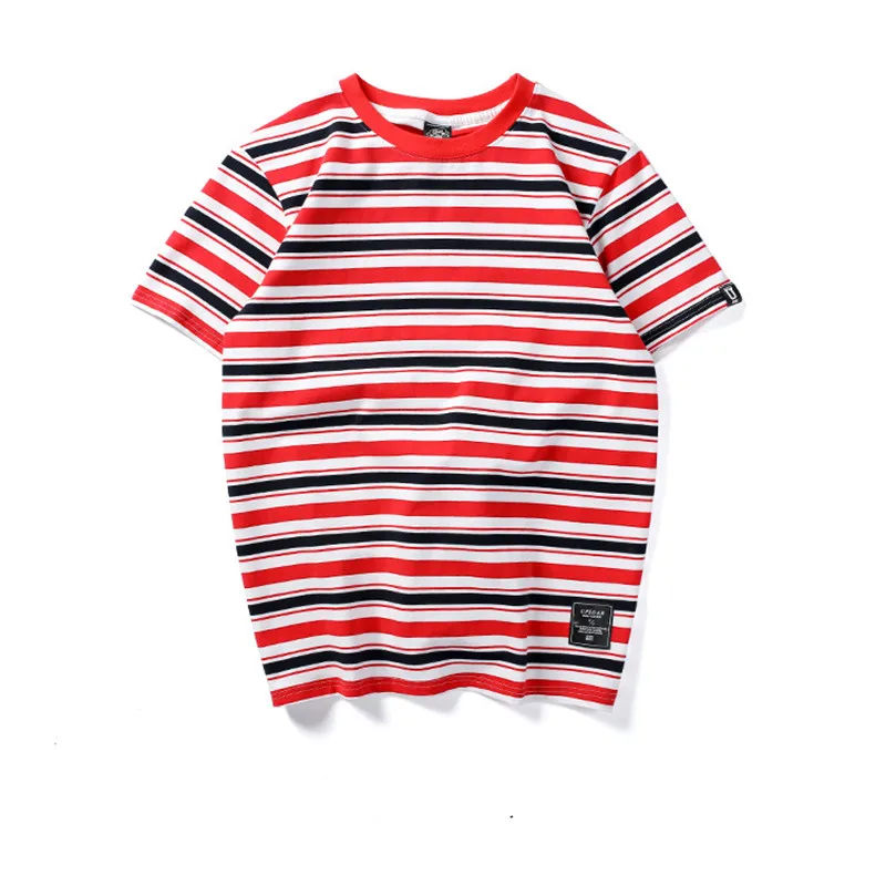 BOLUBAO, новая модная брендовая мужская футболка,, летняя полосатая Мужская футболка, уличный стиль, мужская повседневная футболка, топ - Цвет: Red