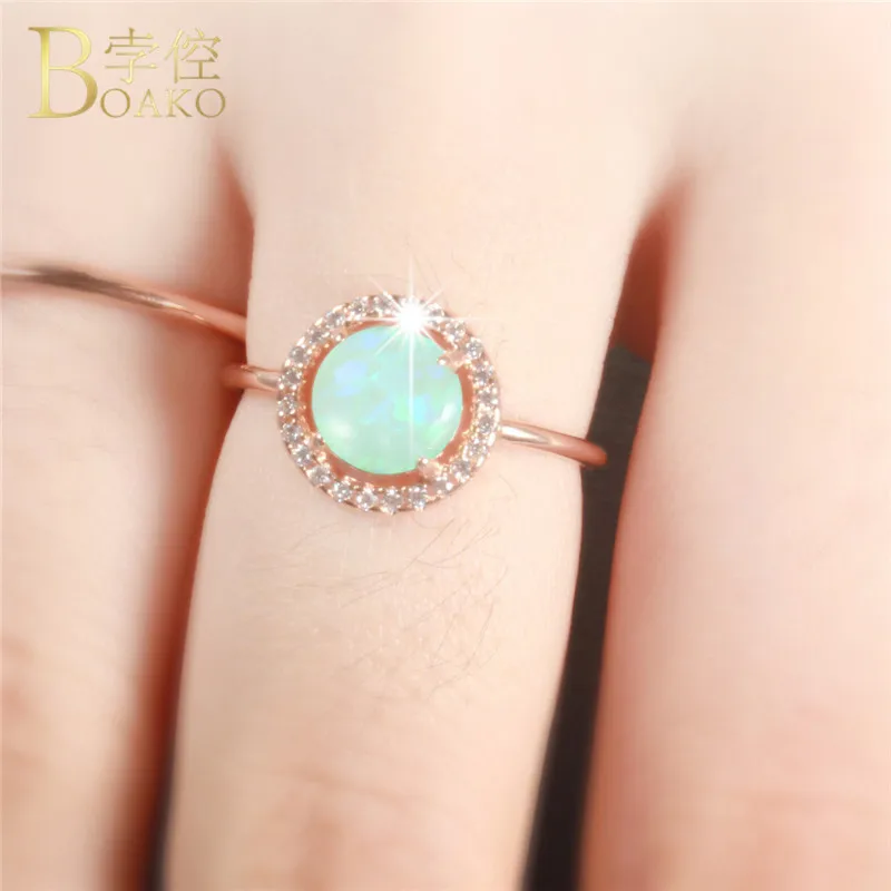 

Elegant Green Opal Gem Stone Open Rings For Women Bride Romantic Wedding Engagement Love Promise Rings Jewelry Dropshipping R5NT